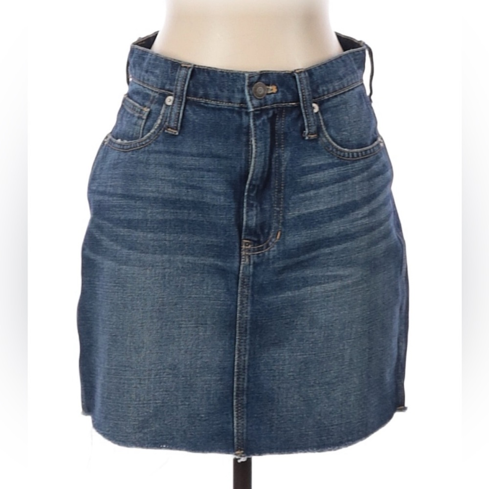 25 Waist Rigid Denim Straight Mini Skirt: Reworked Edition (Madewell)